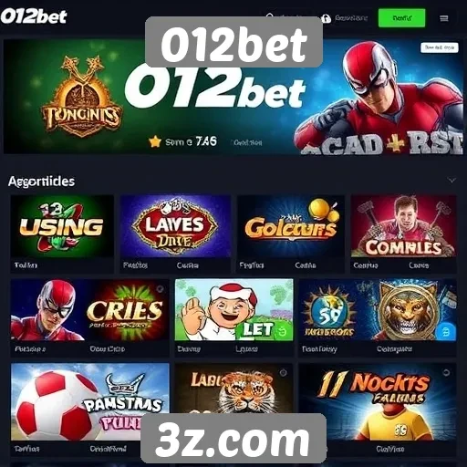 Variedade de jogos disponíveis na 012bet